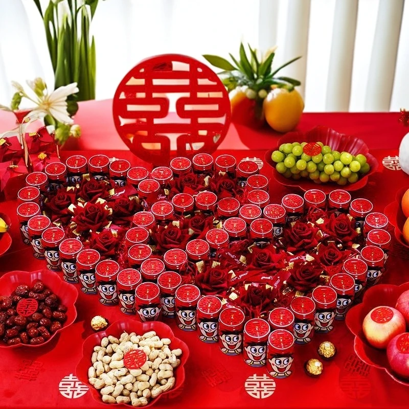 婚礼喜庆心形摆件结婚订婚茶几布置爱心装饰模具红色庆典用品