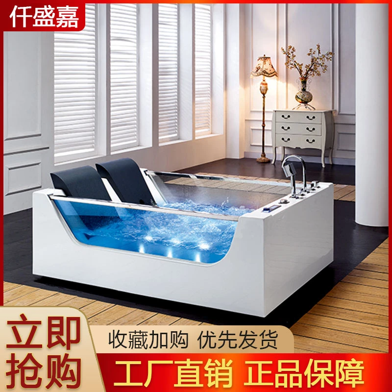 仟盛嘉双人浴缸网红家用恒温加热轻奢冲浪按摩浴缸情侣智能浴盆