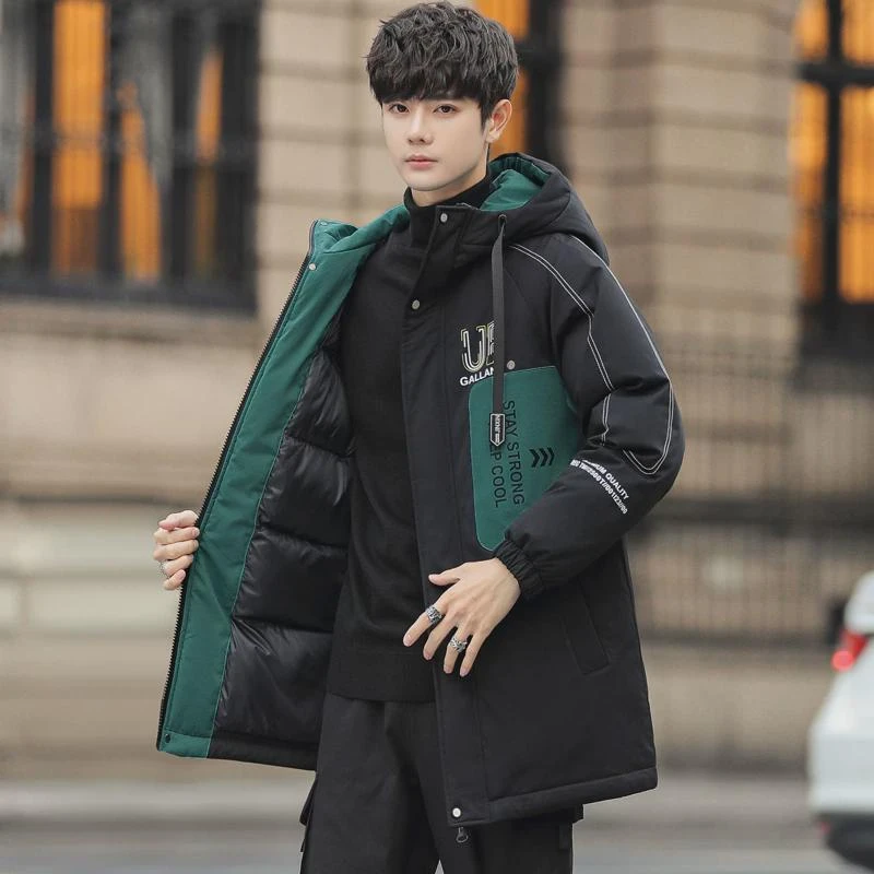 冬季大童中长款棉衣男韩版潮流青少年服初中学生加厚大棉袄