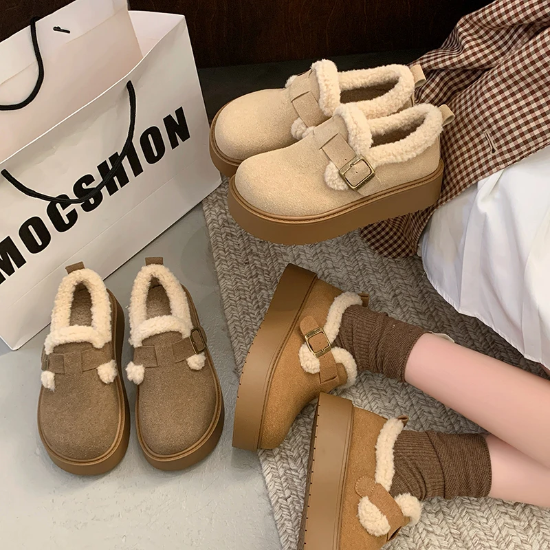 加绒雪地棉鞋保暖2024年冬季新款加厚冬天外穿百搭爆款勃肯鞋女