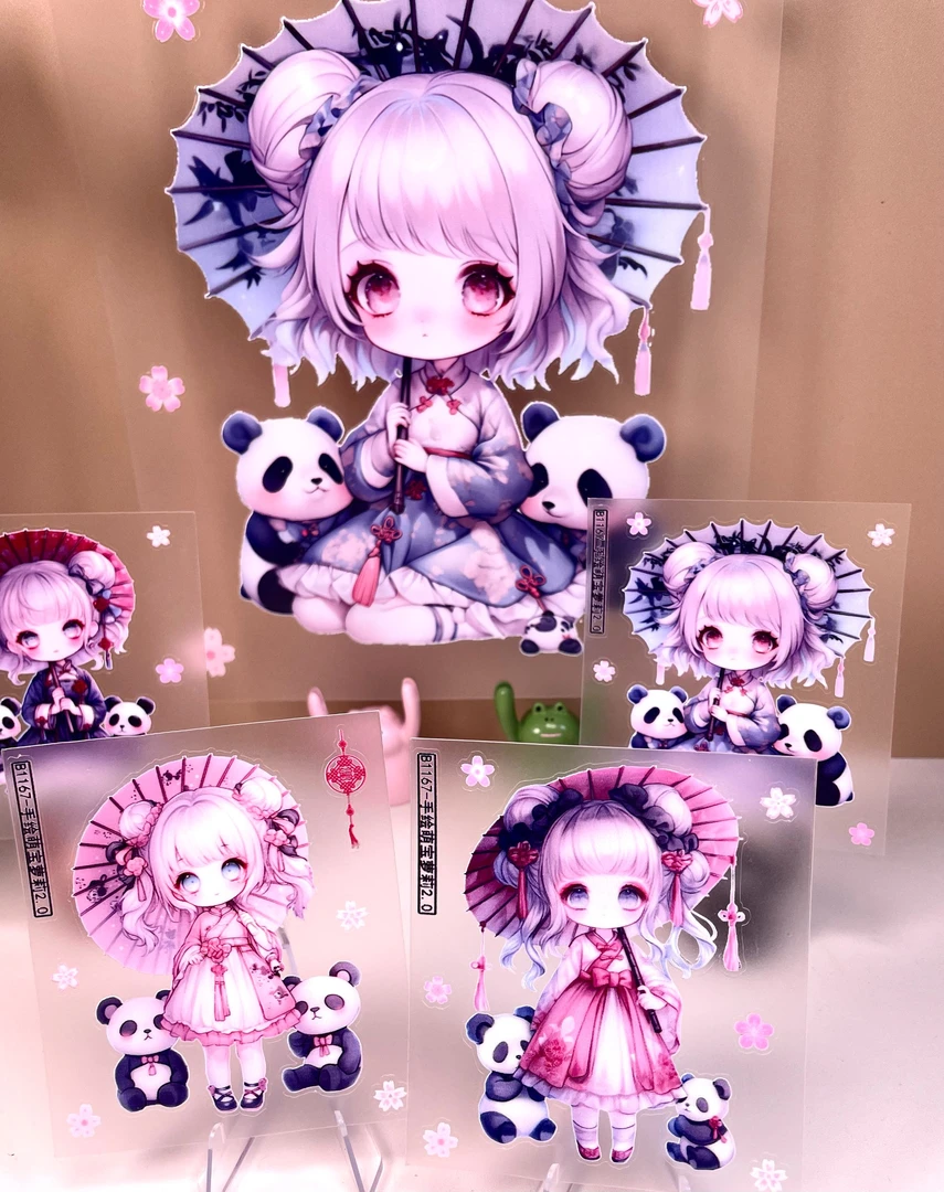 (小卡甜心DIY贴纸）5D浮雕果冻防水贴纸卡通国风Q版动漫指甲贴纸