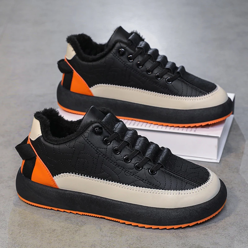 板鞋男鞋冬季2023新款加绒保暖运动棉鞋男士休闲皮鞋防水防滑潮鞋