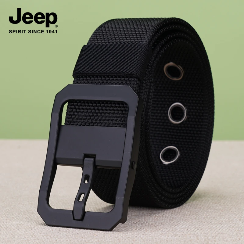 JEEP SPIRIT正品夏季透气帆布休闲时尚潮百搭针扣腰带裤带户外