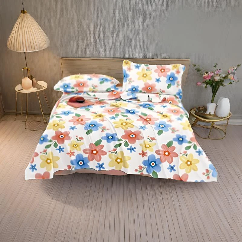 双人床单2.5✖️2.5春暖花开凉感小清新亲肤时尚轻奢细纱粗布防滑