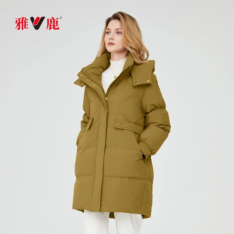V/雅鹿【粉丝专享】2024冬季新款时尚正品中长款羽绒服-YJ601X0407T