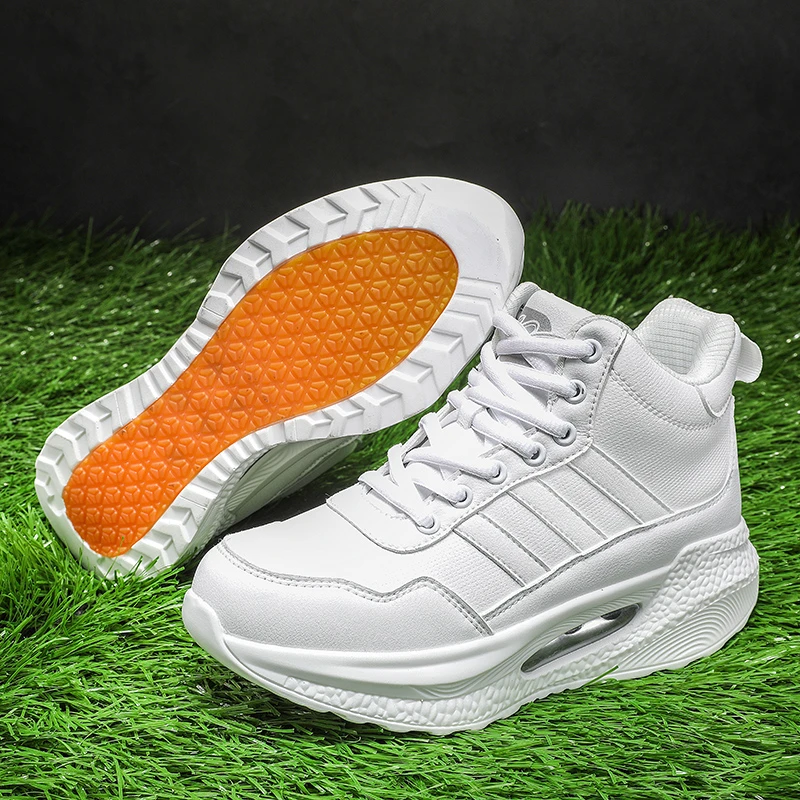 梦之操队白色高帮摇摇鞋防滑大底全超纤皮面休闲运动气垫女鞋厚底