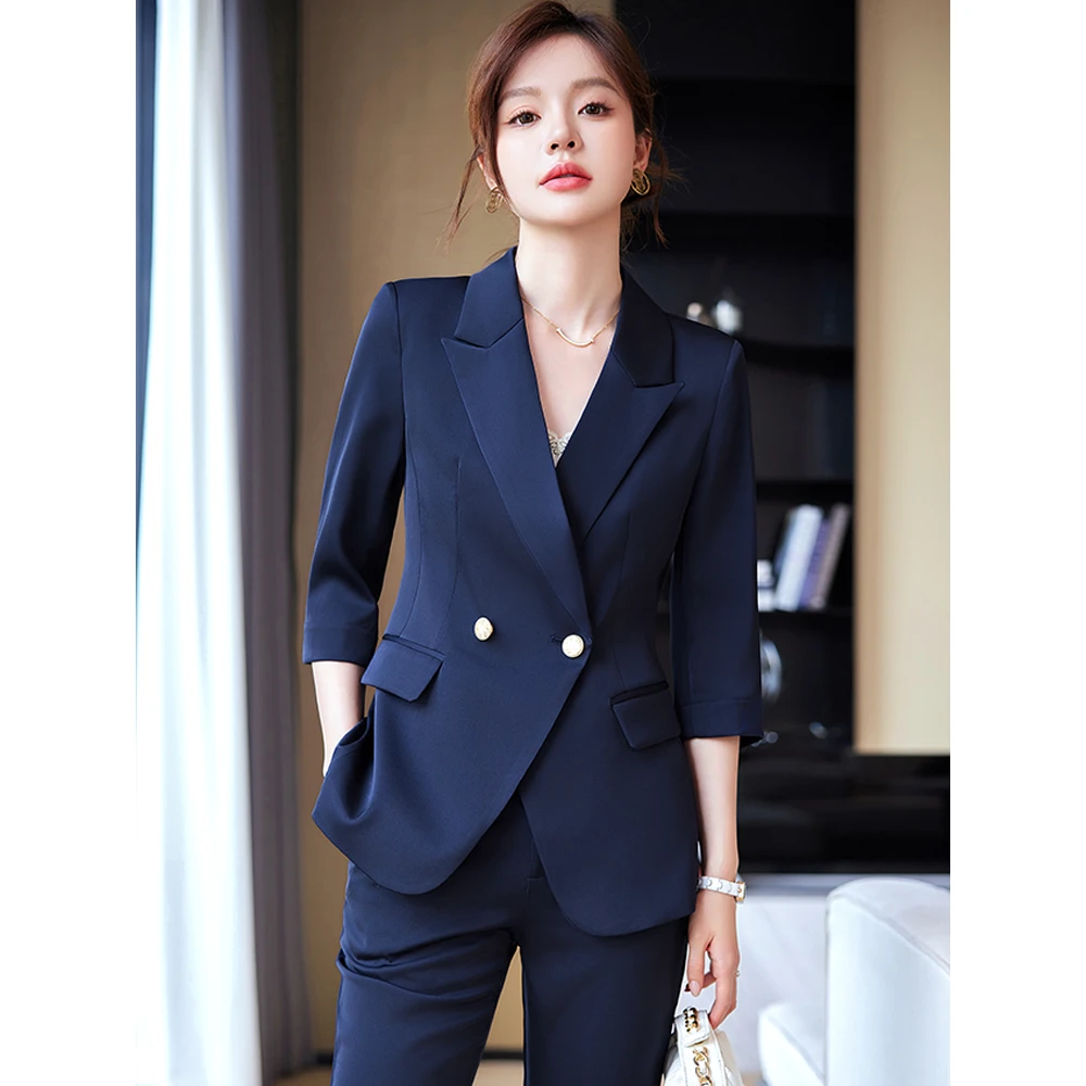 蓝色西装外套女2025春季新款高级感气质经理职业装西服工作服高端
