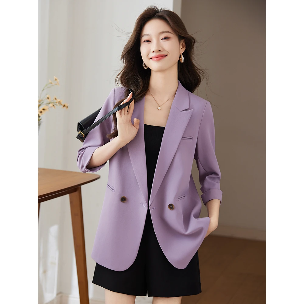 秋季西装外套女高级感春秋薄款七分袖2025新款小个子宽松休闲西服