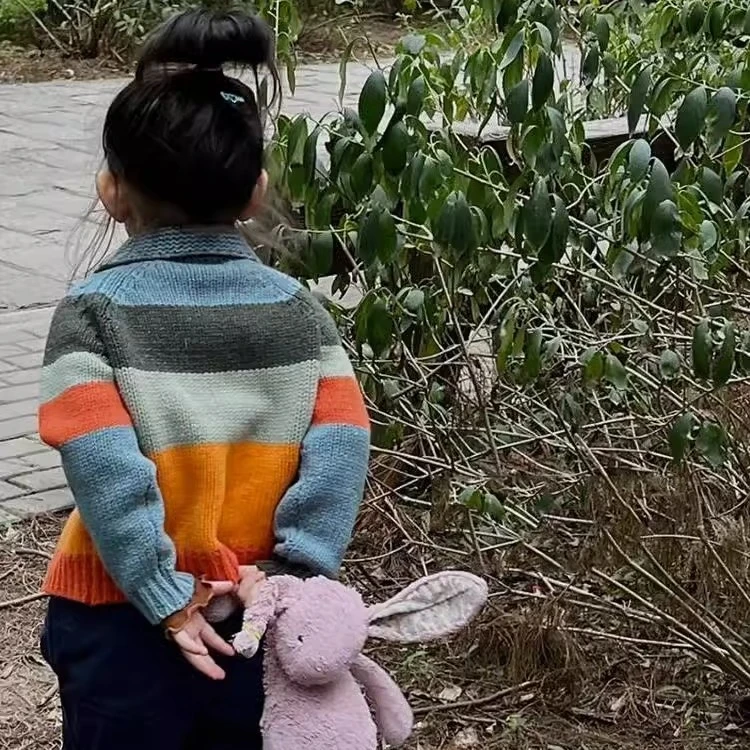 戴维贝拉【断码】毛衣儿童女童 条纹加厚韩版撞色拼色宽松小童秋季