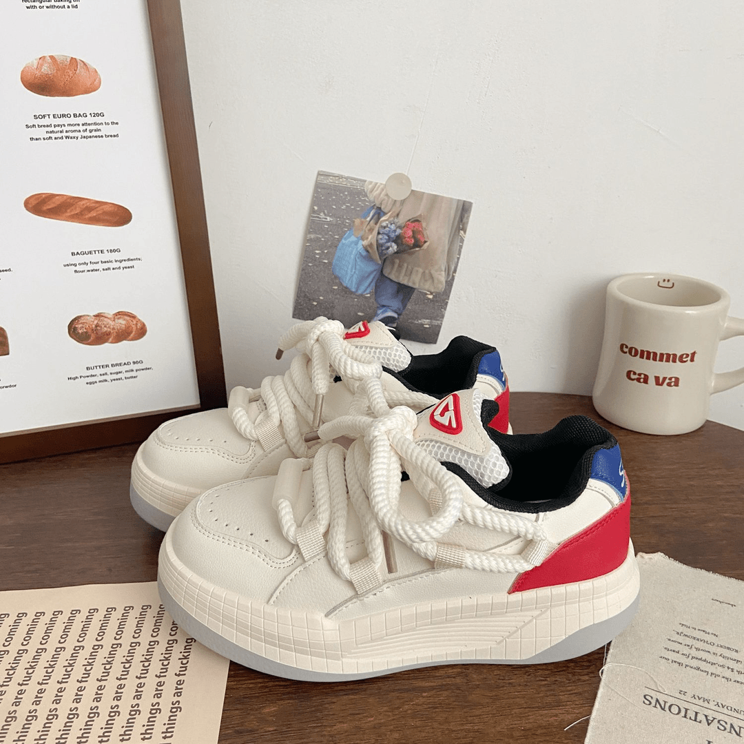 品牌断码剪标马里奥厚底板鞋女2023秋季新款chic小众设计面包鞋韩