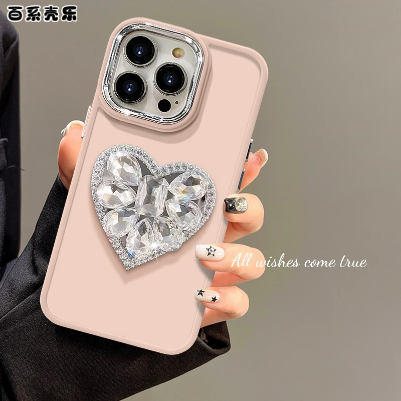 苹果13华为/vivo/oppo/钻石爱心金属相框小米iPhone14pro手机壳女