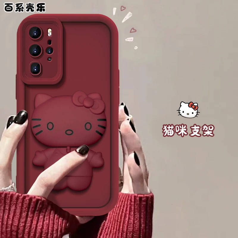 壳猫猫支架款华为P40Pro手机壳网红爆款天眼硅胶全包防摔可爱女款