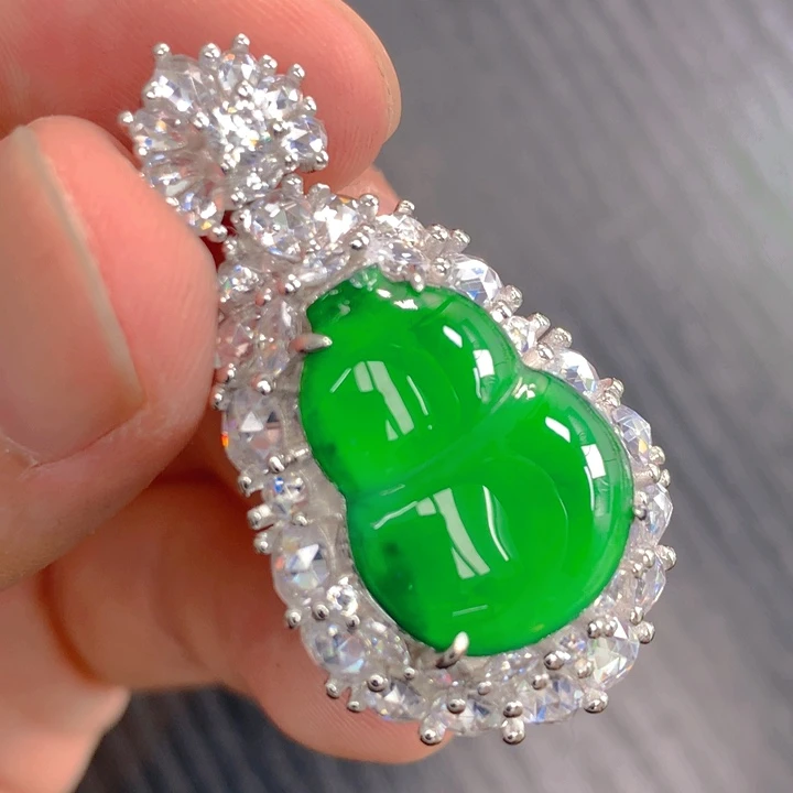 翡翠颈饰银S925镶嵌天然