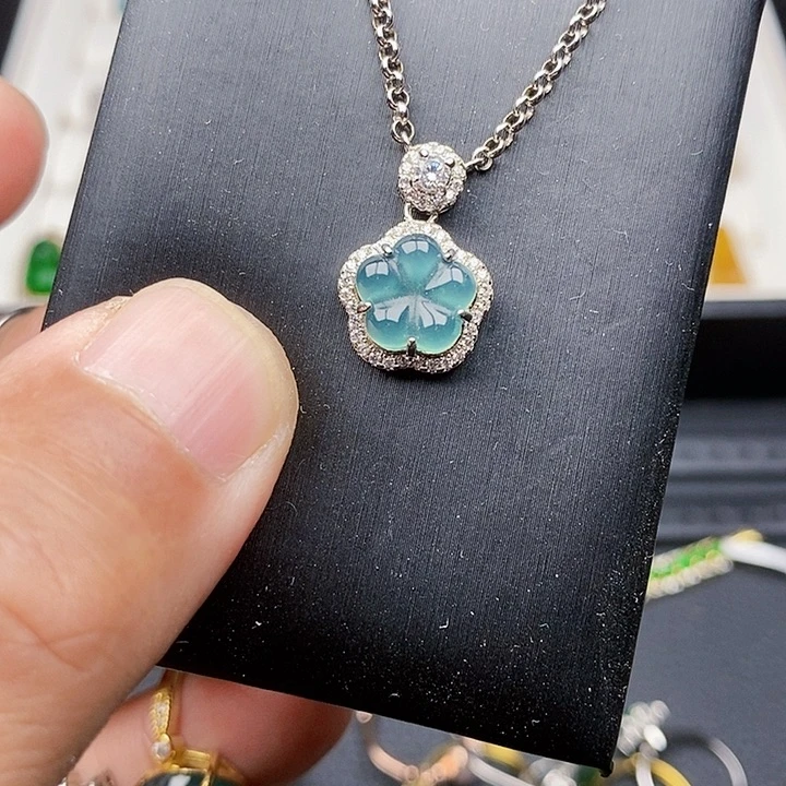 翡翠颈饰银S925镶嵌项链