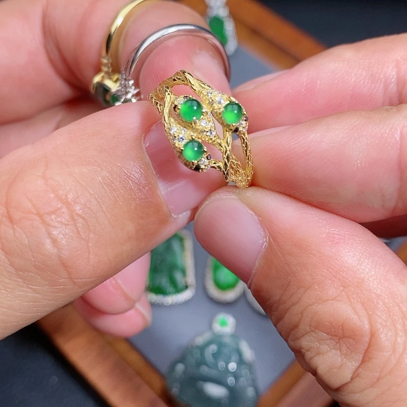 【闪购商品】翡翠戒指银S925镶嵌