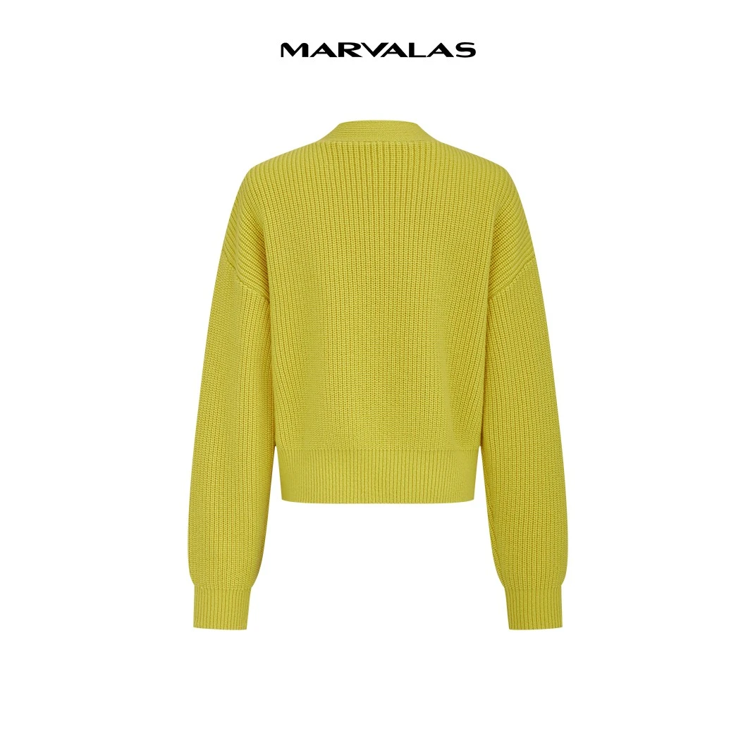 【商场同款】曼德诗全羊毛短款开衫2023冬亲肤针织衫女M731307491