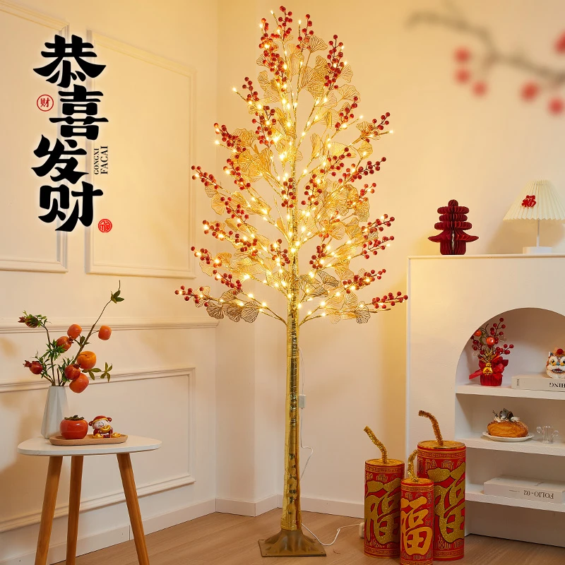 2026年创意新款发财树春节喜庆LED发光树客厅家用房间户外