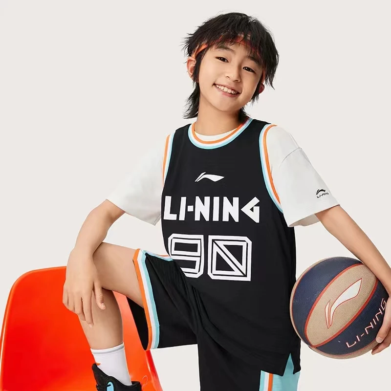 李宁儿童男童篮球潮流系列无袖速干凉爽宽松比赛夏季套装童装合集