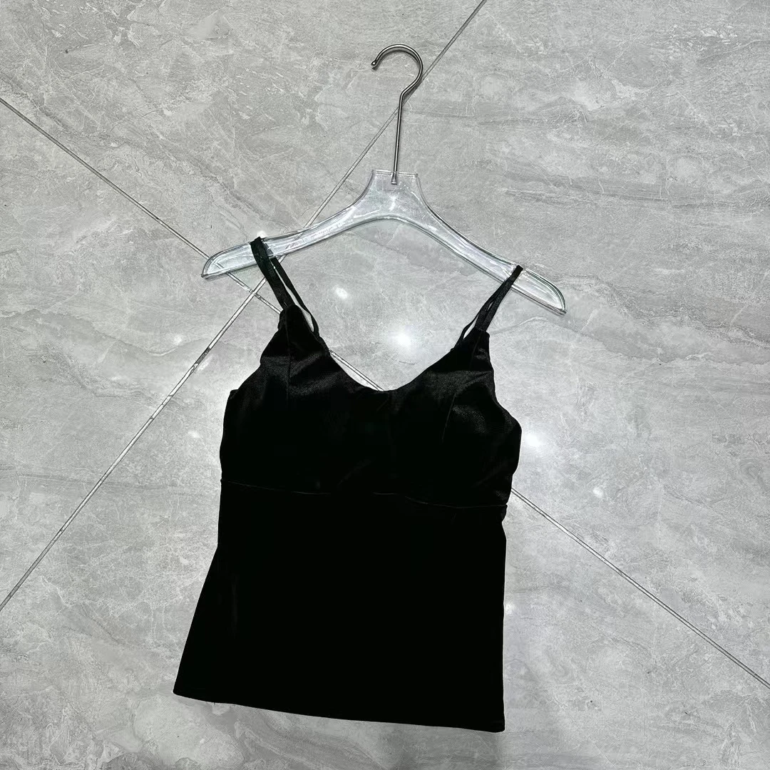 002金丝绒拼蕾丝美背