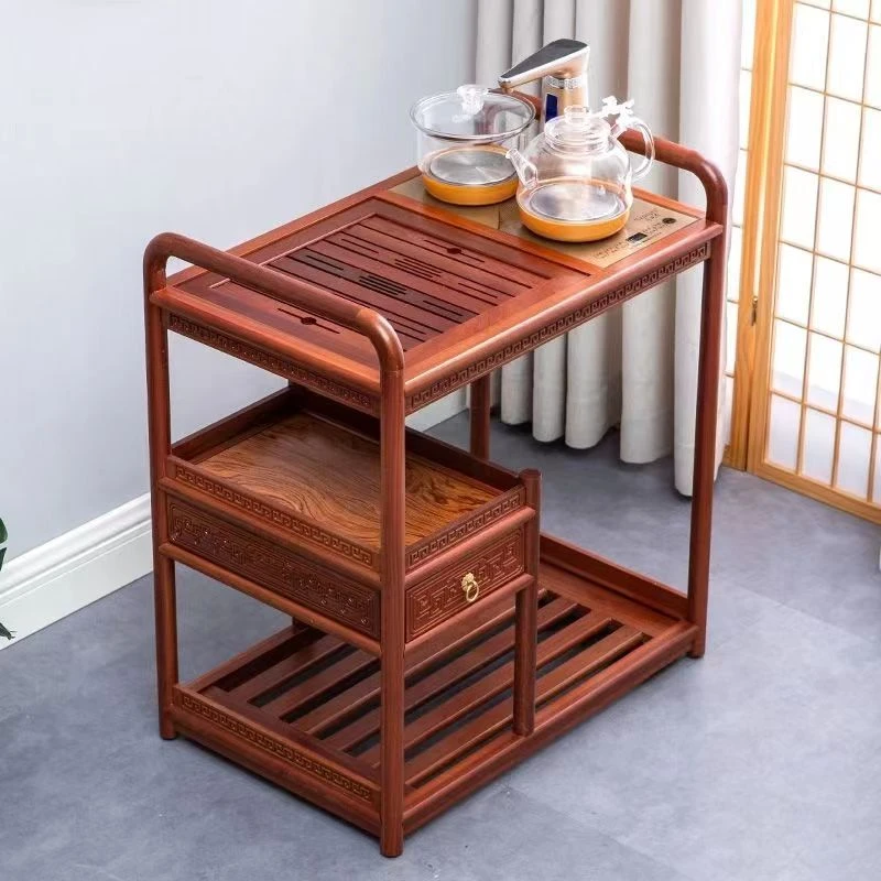 瀚海红梨木茶水车自动烧水一体可移动茶台新中式客厅阳台置物茶车
