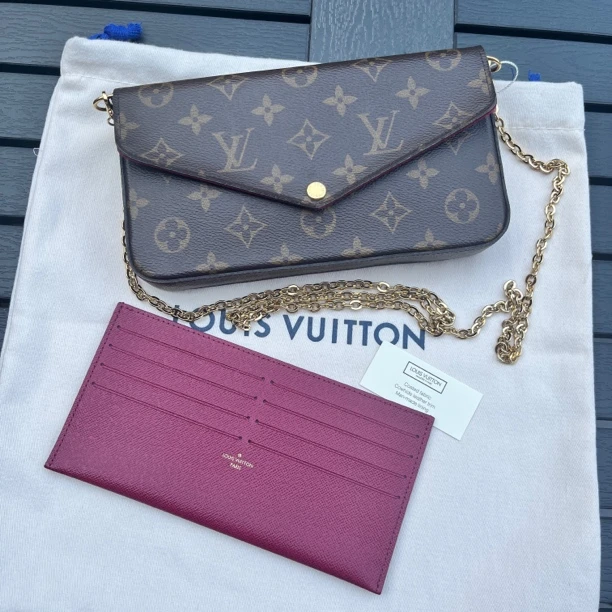 95新 LouisVuitton/路易威登 三合一全原链条斜挎包