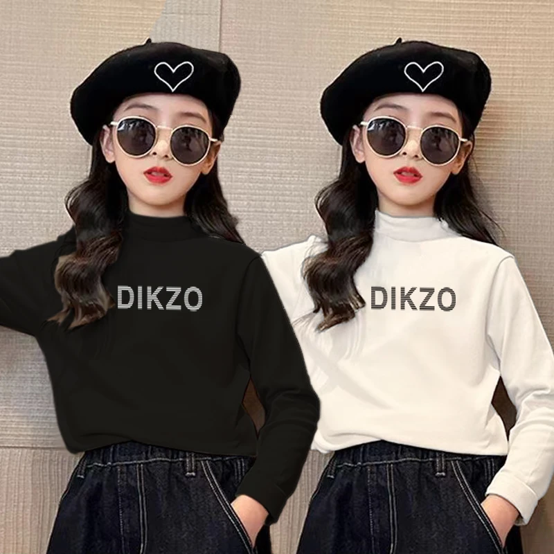 女童双面德绒打底衫中大童半高领女孩长袖T恤洋气儿童保暖内衣