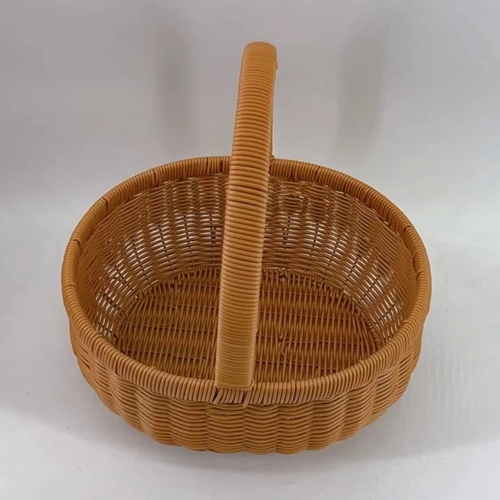 XDHC01棕色椭圆形收纳水果篮郊游南瓜篮纯手工编织30*27