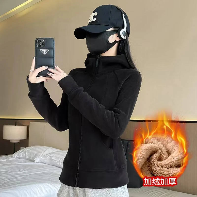 蕉下森林加厚保暖连帽卫衣外套秋冬修身显瘦运动休闲上衣百搭