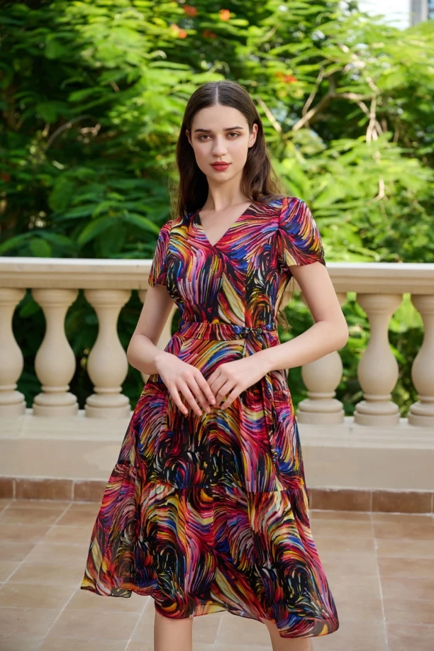 CH波西米亚夏季印花气质沙滩裙女装连衣裙