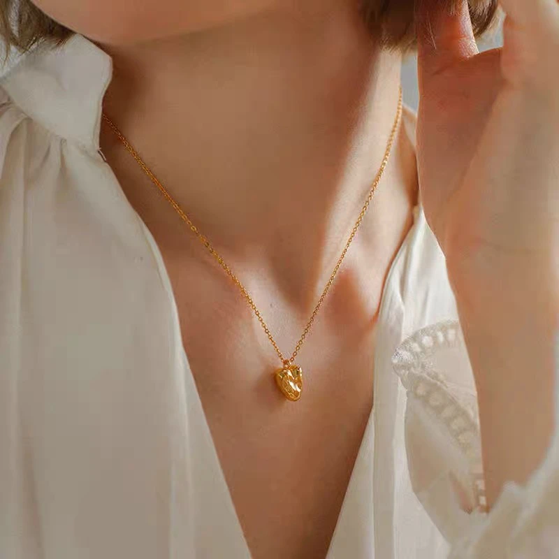 坠链均925银  【燕姐甄选】“爱心”复古小众简约爱心吊坠项链6290pj