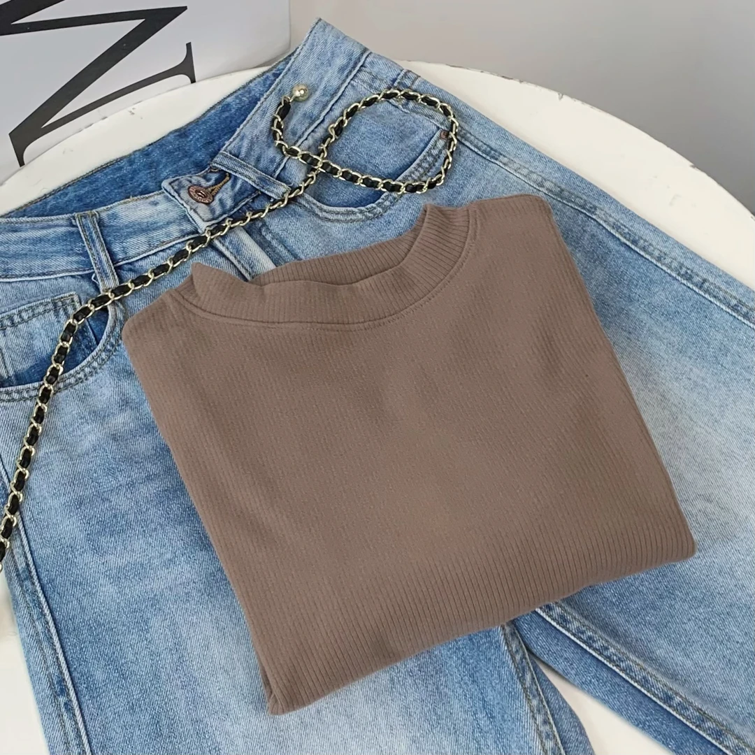 清-玲姐家轻奢时尚修身款女士打底132102-咖色