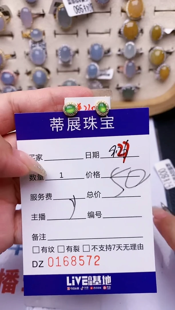 【闪购商品】翡翠耳饰银S925镶嵌/8572