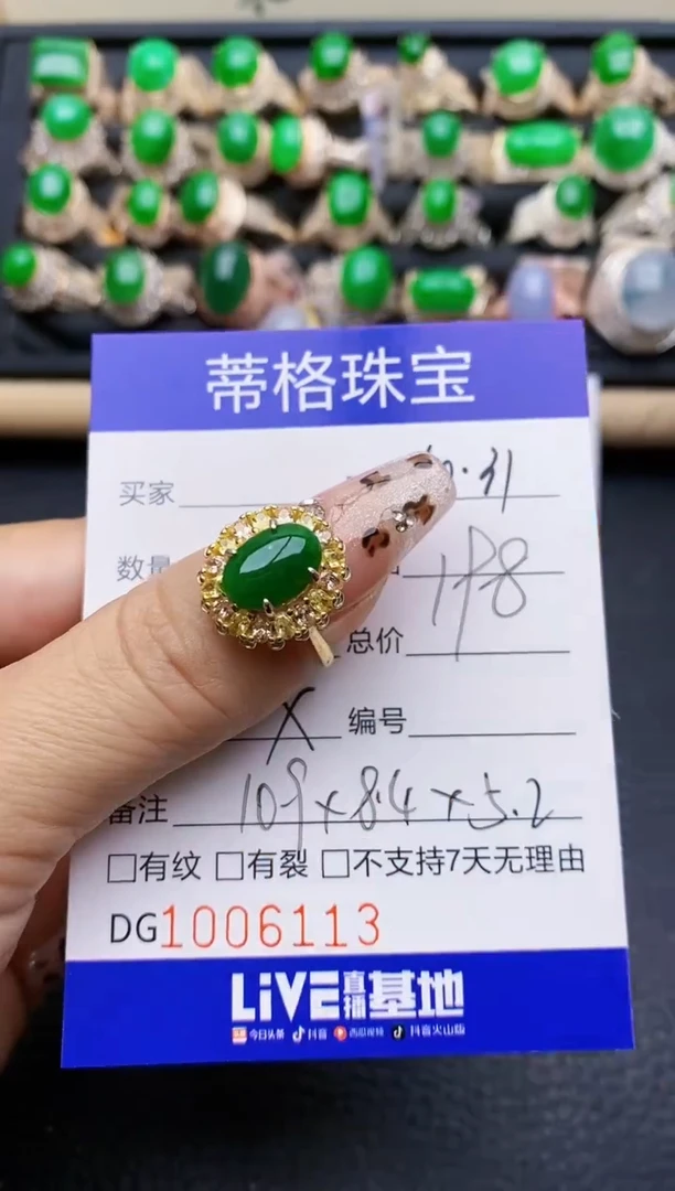 【闪购商品】翡翠戒指银S925镶嵌6113