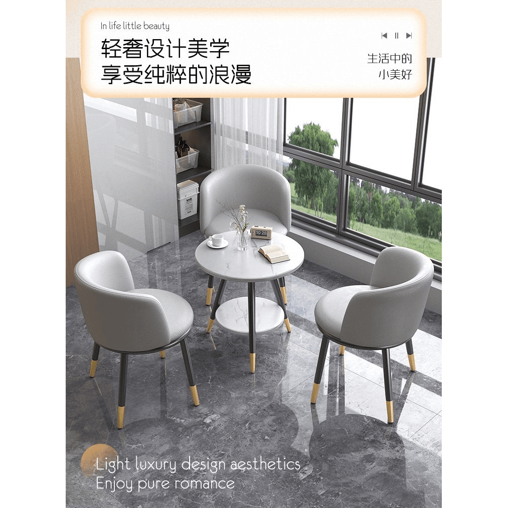 阳台小茶桌休闲小圆桌椅三件套装奶茶酒店接待桌椅组合三件套
