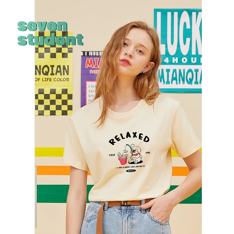 日系复古短袖t恤女小众设计感高街半袖情侣美式夏季大码上衣