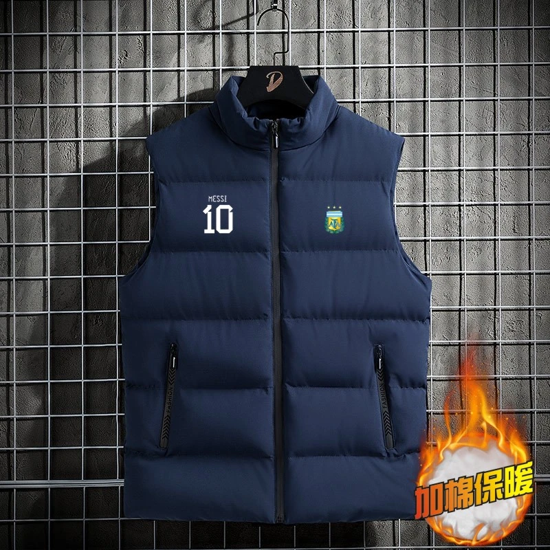 阿根廷10号梅西足球运动马甲男女冬季加厚款大码宽松坎肩马夹外套