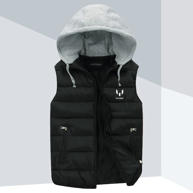 阿根廷队10号梅西运动马甲男女冬季加厚训练坎肩连帽背心足球外套