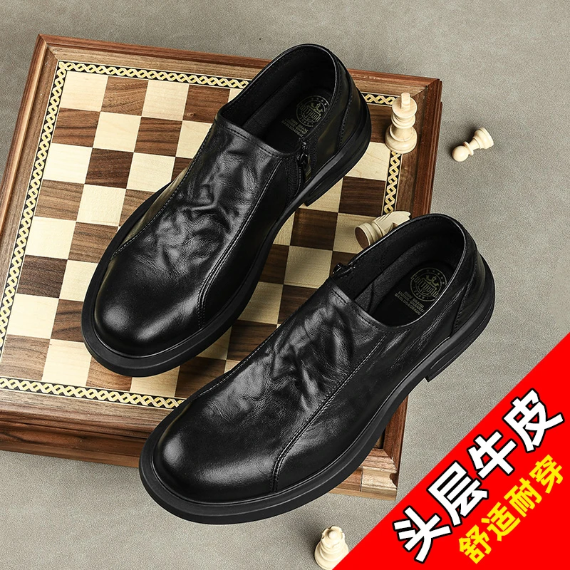 【头层小牛皮】切尔西秋冬新款软底软皮套脚真皮鞋上班休闲皮鞋8917