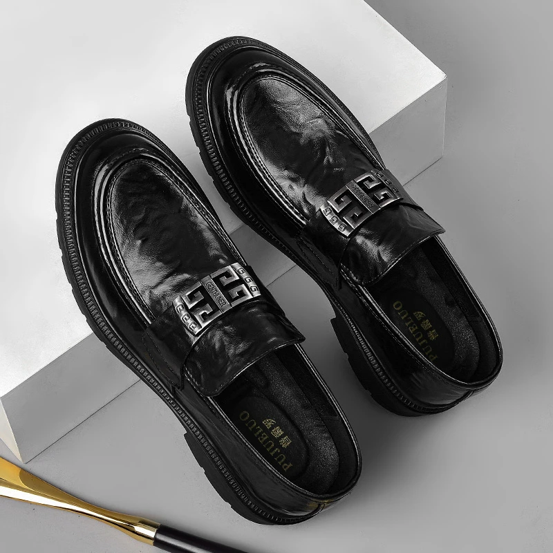 设计师款夏季真皮牛皮透气舒适高端一脚蹬正装商务休闲皮鞋1708