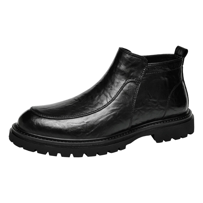 【大衣伴侣】牛皮真皮切尔西中邦马丁鞋侧边拉链男士5827