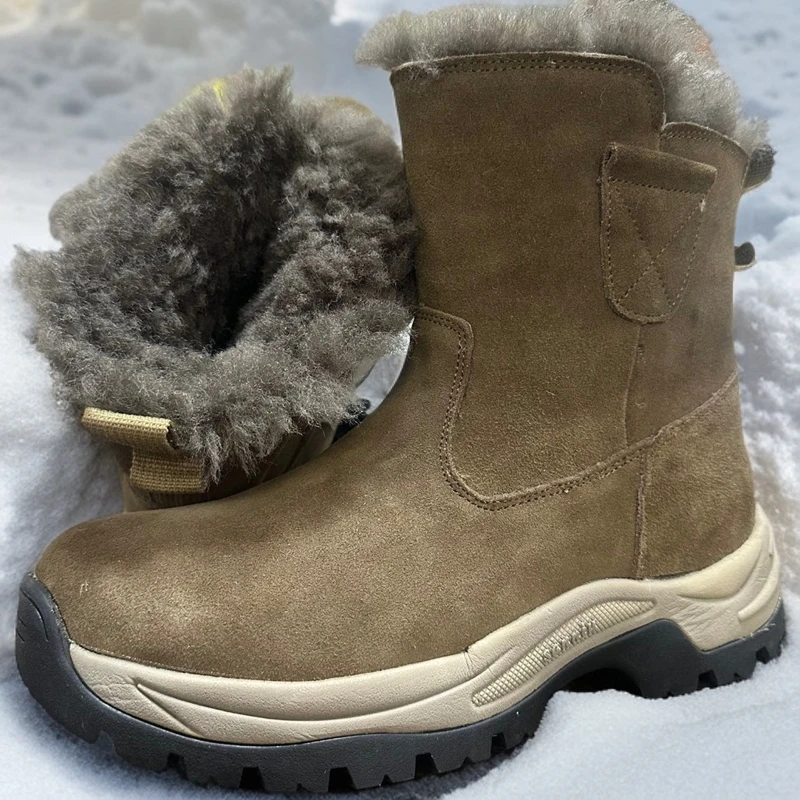 冬季新款东北高帮真皮雪地靴抗寒零下40度防寒加绒保暖加厚靴子