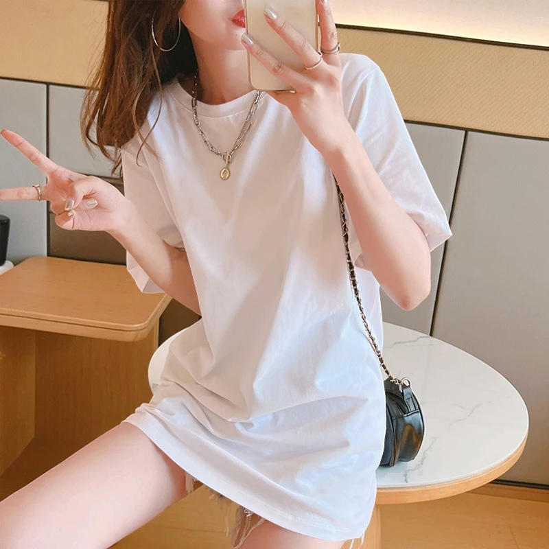 白色短袖t恤女棉宽松大码女装透气夏季新款下衣失踪显瘦上衣