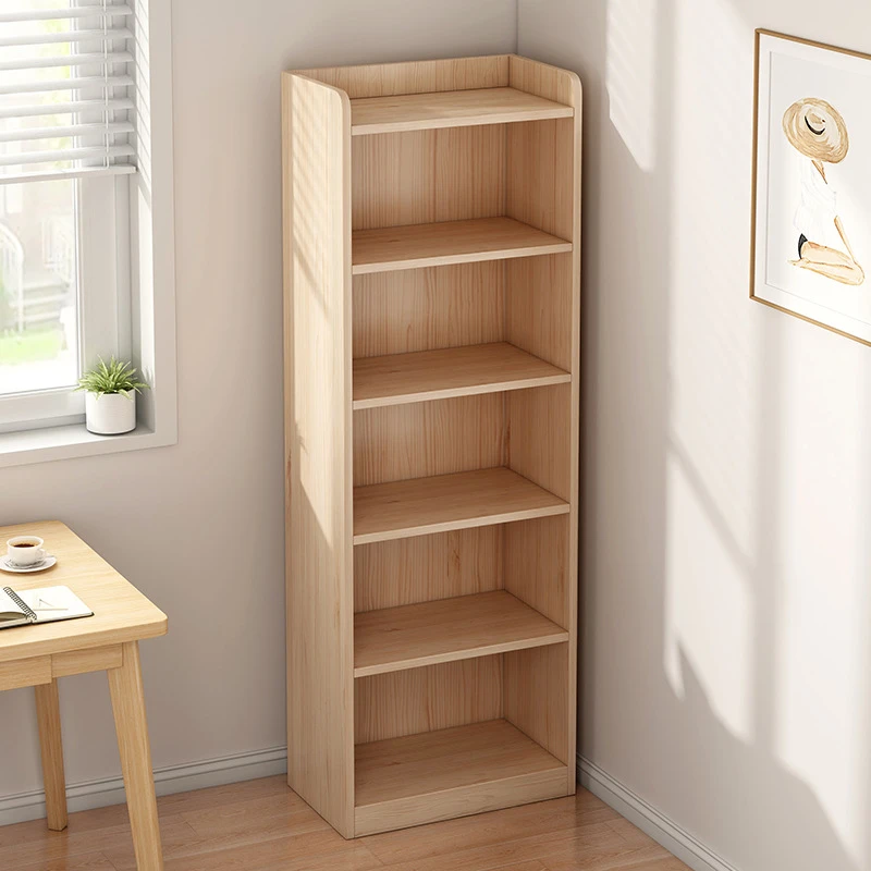 实木书架置物架落地家用客厅收纳架松木小柜子储物柜窄柜儿童书柜