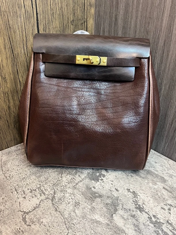 手工植鞣头层牛皮凯莉女士双肩手提包休闲质感百搭个性牛皮双肩包