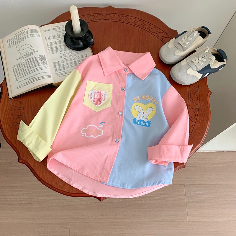 小女童洋气宽松长袖春秋季薄款衬衫韩版宝宝2024新款休闲衬衣秋装