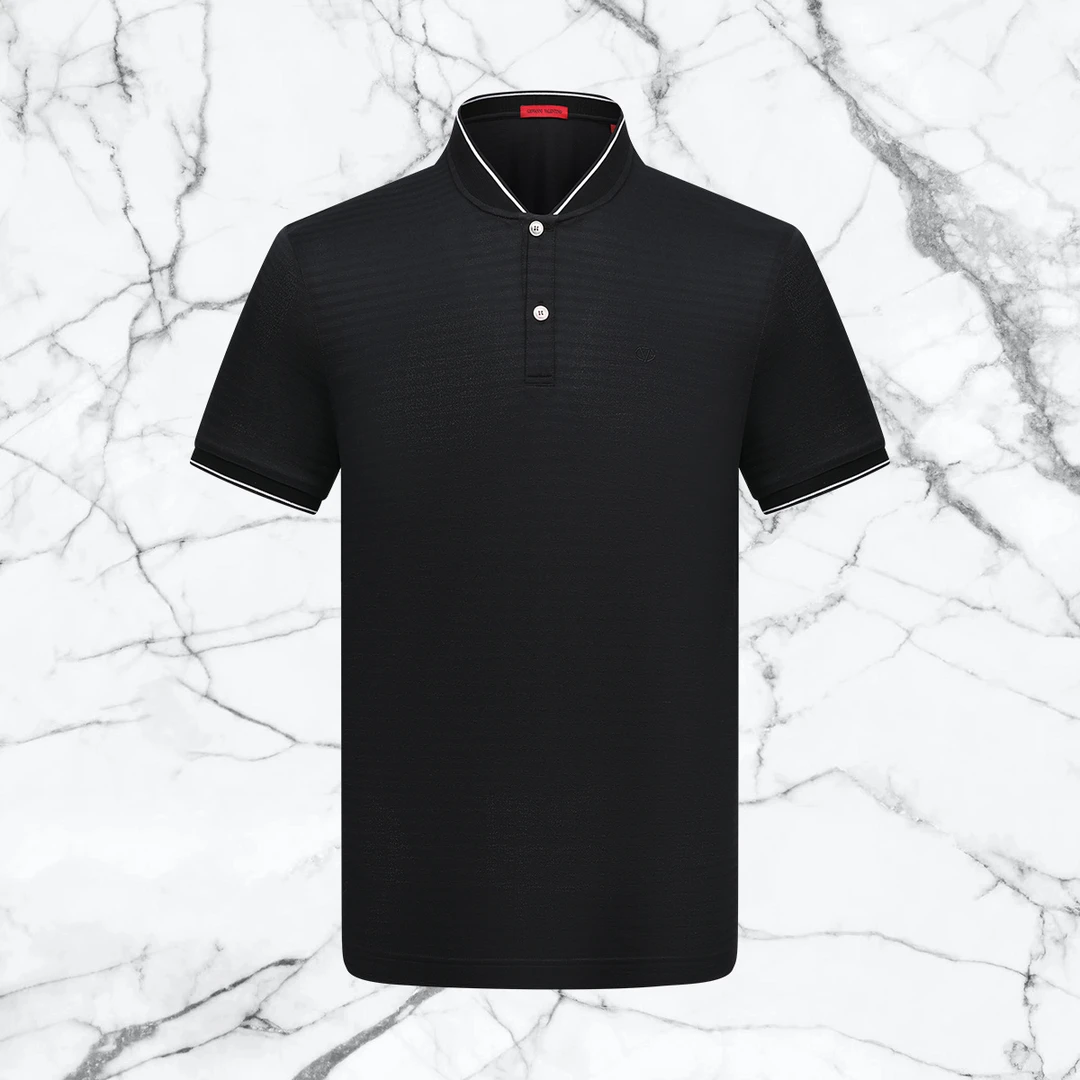 卓凡尼·华伦天奴商务休闲短袖夏季清凉舒适含桑蚕丝短袖POLO衫