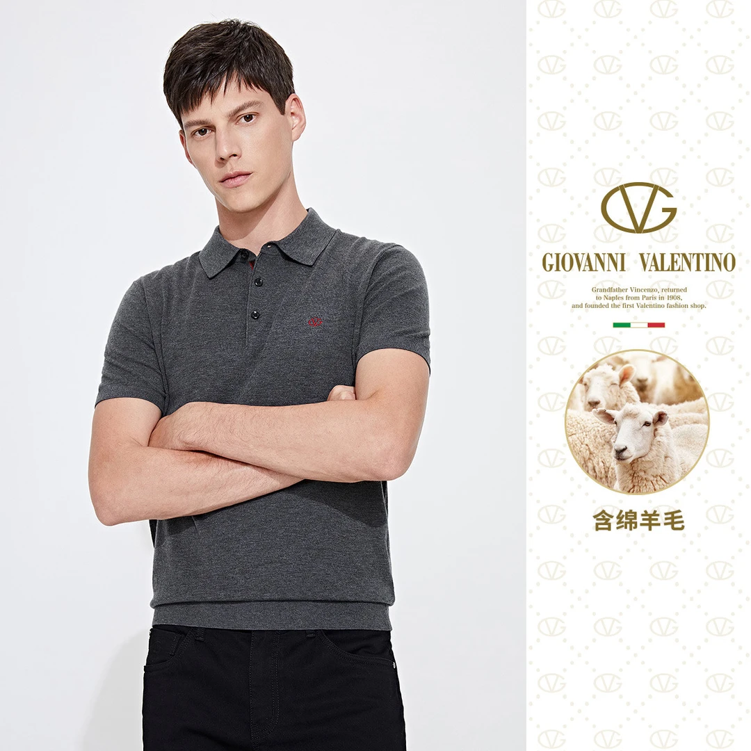 GIOVANNI VALENTINO/卓凡尼·华伦天奴毛衣针织短袖衫羊毛POLO衫