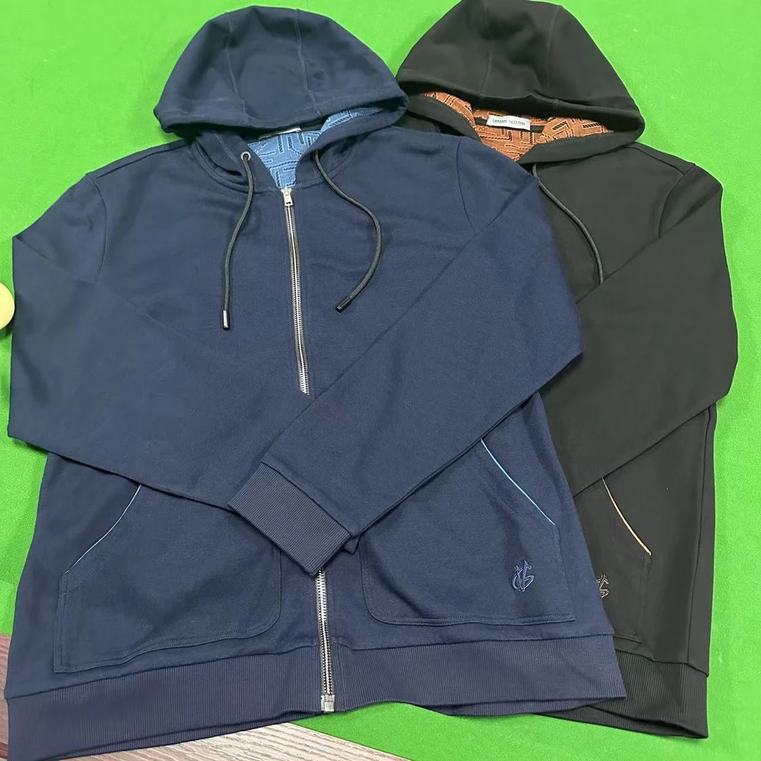 2023男士春秋开衫针织商务休闲拉链开衫连帽两色男装休闲外套