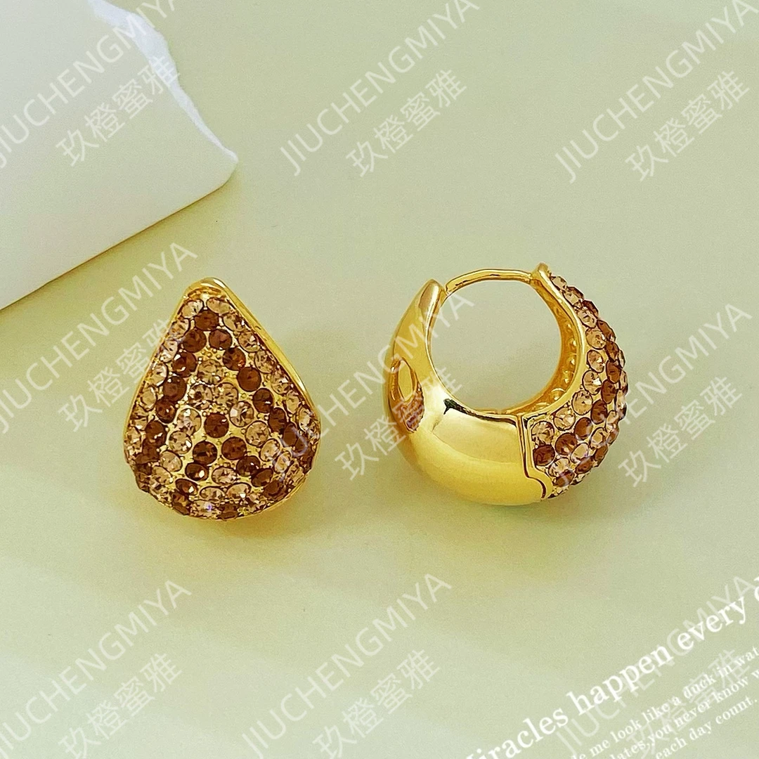 铜合金合成锆石耳饰 夜空繁星KL964高级轻奢重工耳扣精致蚕豆耳环