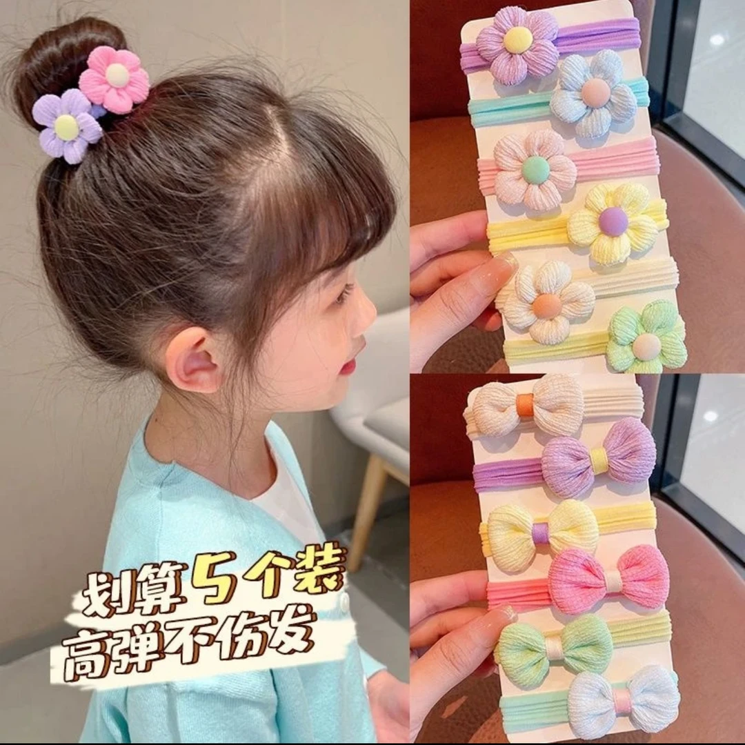 非金属发饰 女童头绳毛巾圈蝴蝶结发绳扎马尾小孩高弹力简约发饰